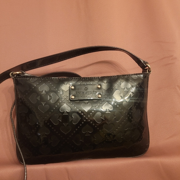 kate spade Black Patent Heart-Embossed Crossbody Bag - Picture 5 of 8